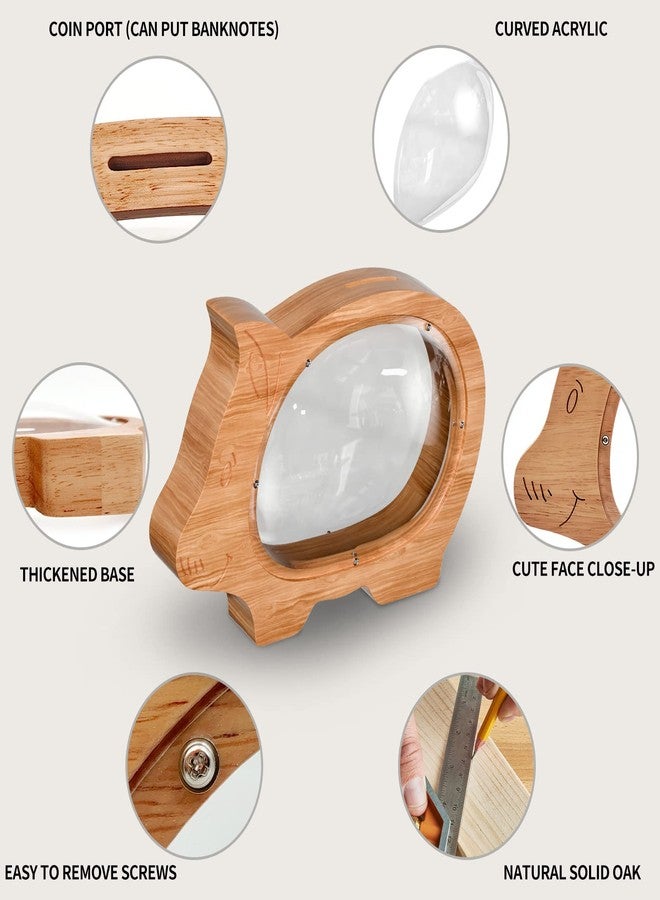 ladenk Wooden Clear Piggy Bank for Boys Girls Kids, Large Unbreakable Wood Money Bank, Cute Coin Bank Creative Saving Bank for Christmas Birthday Gift Baby Shower… - Image 3